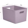imageSuperio Ribbed Collection  Decorative Plastic Lidded Home Storage Bins Organizer Baskets Large Lilac Purple 1 Pack  15 Liter Stackable Container Box for Organizing Closet Shelves Drawer ShelfXLarge 22 Liter