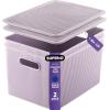 imageSuperio Ribbed Collection  Decorative Plastic Lidded Home Storage Bins Organizer Baskets Large Lilac Purple 1 Pack  15 Liter Stackable Container Box for Organizing Closet Shelves Drawer ShelfXLarge 22 Liter