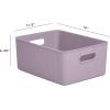 imageSuperio Ribbed Collection  Decorative Plastic Lidded Home Storage Bins Organizer Baskets Large Lilac Purple 1 Pack  15 Liter Stackable Container Box for Organizing Closet Shelves Drawer ShelfLarge 15 Liter