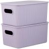 imageSuperio Ribbed Collection  Decorative Plastic Lidded Home Storage Bins Organizer Baskets Large Lilac Purple 1 Pack  15 Liter Stackable Container Box for Organizing Closet Shelves Drawer ShelfMedium 5 Liter