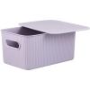 imageSuperio Ribbed Collection  Decorative Plastic Lidded Home Storage Bins Organizer Baskets Large Lilac Purple 1 Pack  15 Liter Stackable Container Box for Organizing Closet Shelves Drawer ShelfMedium 5 Liter