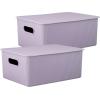 imageSuperio Ribbed Collection  Decorative Plastic Lidded Home Storage Bins Organizer Baskets Large Lilac Purple 1 Pack  15 Liter Stackable Container Box for Organizing Closet Shelves Drawer ShelfLarge 15 Liter
