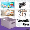 imageSuperio Ribbed Collection  Decorative Plastic Lidded Home Storage Bins Organizer Baskets Large Lilac Purple 1 Pack  15 Liter Stackable Container Box for Organizing Closet Shelves Drawer ShelfMedium 5 Liter