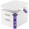 imageSuperio Ribbed Collection  Decorative Plastic Lidded Home Storage Bins Organizer Baskets Medium White 1 Pack  5 Liter Stackable Container Box for Organizing Closet Shelves Drawer ShelfLarge 15 Liter