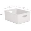 imageSuperio Ribbed Collection  Decorative Plastic Lidded Home Storage Bins Organizer Baskets Medium White 1 Pack  5 Liter Stackable Container Box for Organizing Closet Shelves Drawer ShelfLarge 15 Liter