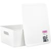 imageSuperio Ribbed Collection  Decorative Plastic Lidded Home Storage Bins Organizer Baskets Medium White 1 Pack  5 Liter Stackable Container Box for Organizing Closet Shelves Drawer ShelfLarge 15 Liter