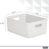 imageSuperio Ribbed Collection  Decorative Plastic Lidded Home Storage Bins Organizer Baskets Medium White 1 Pack  5 Liter Stackable Container Box for Organizing Closet Shelves Drawer ShelfLarge 15 Liter