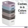 imageSuperio Ribbed Collection  Decorative Plastic Lidded Home Storage Bins Organizer Baskets Medium White 1 Pack  5 Liter Stackable Container Box for Organizing Closet Shelves Drawer ShelfMedium 5 Liter