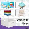 imageSuperio Ribbed Collection  Decorative Plastic Lidded Home Storage Bins Organizer Baskets Medium White 1 Pack  5 Liter Stackable Container Box for Organizing Closet Shelves Drawer ShelfLarge 15 Liter