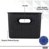 imageSuperio Ribbed Collection  Decorative Plastic Lidded Home Storage Bins Organizer Baskets XLarge Brown 1 Pack  22 Liter Stackable Container Box for Organizing Closet Shelves Drawer ShelfMedium 5 Liter