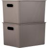 imageSuperio Ribbed Collection  Decorative Plastic Lidded Home Storage Bins Organizer Baskets XLarge Brown 1 Pack  22 Liter Stackable Container Box for Organizing Closet Shelves Drawer ShelfXLarge 22 Liter