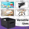 imageSuperio Ribbed Collection  Decorative Plastic Lidded Home Storage Bins Organizer Baskets XLarge Brown 1 Pack  22 Liter Stackable Container Box for Organizing Closet Shelves Drawer ShelfMedium 5 Liter