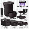 imageSuperio Ribbed Collection  Decorative Plastic Lidded Home Storage Bins Organizer Baskets XLarge Brown 1 Pack  22 Liter Stackable Container Box for Organizing Closet Shelves Drawer ShelfMedium 5 Liter