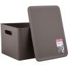 imageSuperio Ribbed Collection  Decorative Plastic Lidded Home Storage Bins Organizer Baskets XLarge Brown 1 Pack  22 Liter Stackable Container Box for Organizing Closet Shelves Drawer ShelfXLarge 22 Liter
