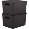 imageSuperio Ribbed Collection  Decorative Plastic Lidded Home Storage Bins Organizer Baskets XLarge Brown 1 Pack  22 Liter Stackable Container Box for Organizing Closet Shelves Drawer ShelfXLarge 22 Liter