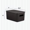 imageSuperio Ribbed Collection  Decorative Plastic Lidded Home Storage Bins Organizer Baskets XLarge Brown 1 Pack  22 Liter Stackable Container Box for Organizing Closet Shelves Drawer ShelfMedium 5 Liter