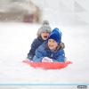 imageSuperio Round Snow Saucer Sleds Plastic Disc Sleds for Kids and Adults Heavy Duty Sled Discs with Handles for Downhill Sledding Winter Outdoor Sports RedBlue 24quot
