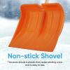 imageSuperio Snow Shovel for Driveway Stairs Car Snow Removel Scooper Shovel Snow Pusher Sturdy Heavy Duty Plastic with Wooden Metal Handle Black Pusher22 Orange