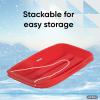 imageSuperio Toboggan Snow Sled for Kids and Adults Heavy Duty Plastic Slider with Handles and Hole for Pull Ropes Kid and Adult Winter FunRed