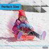 imageSuperio Toboggan Snow Sled for Kids and Adults Heavy Duty Plastic Slider with Handles and Hole for Pull Ropes Kid and Adult Winter FunRed