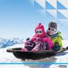 imageSuperio Toboggan Snow Sleds for Kids and Adults Pack of 3 46quot Heavy Duty Plastic Open Back Sliders with Handles and Holes for Pull Ropes Ropes Excluded Kid and Adult Winter FunBlack