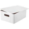 imageSuperio Ribbed Collection  Decorative Plastic Lidded Home Storage Bins Organizer Baskets Large White 1 Pack  15 Liter Stackable Container Box for Organizing Closet Shelves Drawer ShelfLarge 15 Liter