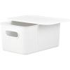 imageSuperio Ribbed Collection  Decorative Plastic Lidded Home Storage Bins Organizer Baskets Medium White 1 Pack  5 Liter Stackable Container Box for Organizing Closet Shelves Drawer ShelfMedium 5 Liter