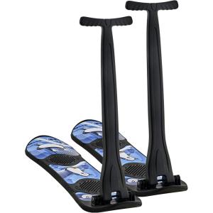 imageSuperio 2 Pack Kids Snow Scooter Ski Scooter Snowboard Snow Sled Sledge Folding Sliding Ski Snowboard with Grip HandleBlack
