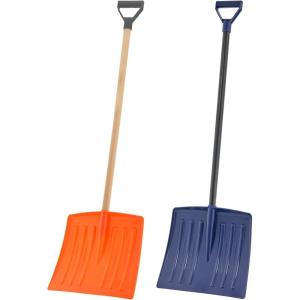 imageSuperio Kids Snow Shovel Plastic Small Shovel for Snow Removal with Wooden Handle Heavy Duty 12quot Blade Blue 2 PackOrangeNavy
