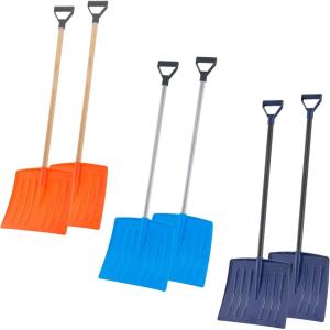 imageSuperio Kids Snow Shovel Plastic Small Shovel for Snow Removal with Wooden Handle Heavy Duty 12quot Blade Navy 6 PackOrangeNavyBlue
