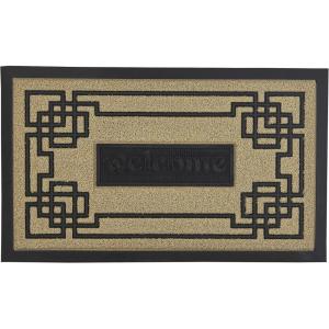 imageSuperio NonSlip Welcome Doormat for Entry Indoor Outdoor Heavy Duty Waterproof Easy Clean LowProfile Mats for Entry Garage Patio High Traffic Areas Natural Greek Key Coir 18quotx30quot16 x 26 Rectangular