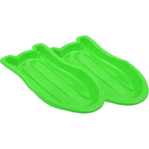 imageSuperio Pack of 2 Toboggan Snow Sleds for Kids and Adults 37quot Plastic Sleds with Pull Ropes and HandlesGreen
