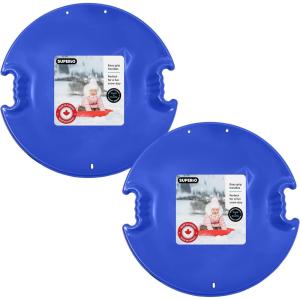 imageSuperio Round Saucer Snow Sleds for Kids and Adult Spiral Toddler Sled 26quot Avalanche Circle Jet Sled for Toddlers Age Plastic Sledding Disc Winter Snow Toys Fun for Kids and Adults 2PackBlue