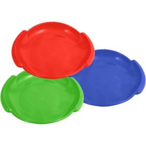 imageSuperio Round Snow Saucer Sleds Plastic Disc Sleds for Kids and Adults Heavy Duty Sled Discs with Handles for Downhill Sledding Winter Outdoor Sports RedBlueGreen 24quot