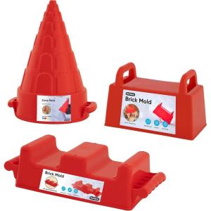 imageSuperio Sand Toy Molds Bundle  3Pack Sand Play Shape Molds Set Brick Mold Perforated Block Mold and Tower Mold for Building a Beach Castle or Sand Fort  Outdoor Toy for KidsBrick  Cone  Crenellated Brick