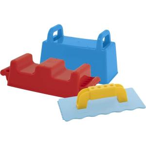 imageSuperio Sand Toy Molds Bundle  3Pack Sand Play Shape Molds Set Brick Mold Perforated Block Mold and Tower Mold for Building a Beach Castle or Sand Fort  Outdoor Toy for KidsBrick  Crenellated Brick  Trowel