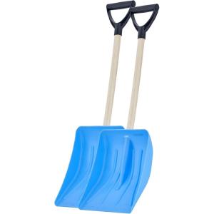 imageSuperio Small Snow Shovel for Car Portable Snow Shovel for Driveway Snow Removal Compact Scooper Shovel Snow Pusher for Stairs 9quot Heavy Duty Plastic Blade with Wood Handle 34quot 2 BlueBlue2