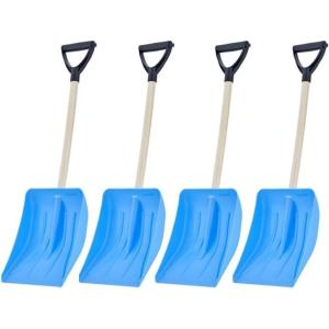 imageSuperio Small Snow Shovel for Car Portable Snow Shovel for Driveway Snow Removal Compact Scooper Shovel Snow Pusher for Stairs 9quot Heavy Duty Plastic Blade with Wood Handle 34quot 2 BlueBlue4