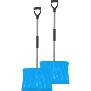 imageSuperio Snow Shovel for Driveway Stairs Car Snow Removel Scooper Shovel Snow Pusher Sturdy Heavy Duty Plastic with Wooden Metal Handle Blue Deep2 Blue
