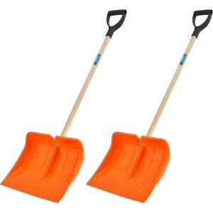 imageSuperio Snow Shovel for Driveway Stairs Car Snow Removel Scooper Shovel Snow Pusher Sturdy Heavy Duty Plastic with Wooden Metal Handle Blue Deep2 Orange