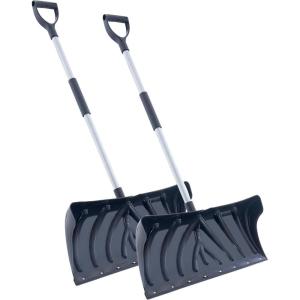 imageSuperio Snow Shovel for Driveway Stairs Car Snow Removel Scooper Shovel Snow Pusher Sturdy Heavy Duty Plastic with Wooden Metal Handle Blue DeepBlack Pusher2