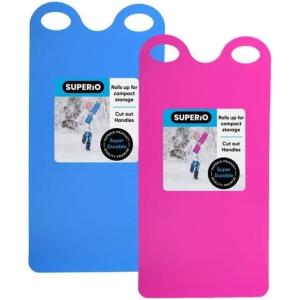 imageSuperio Snow Slider Mat Flexible Snow Sled Flying Carpet Roll up Sleds for Kids 36quot Lightweight Plastic Snowboard Sled2 PackBluePink