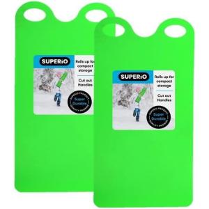 imageSuperio Snow Slider Mat Flexible Snow Sled Flying Carpet Roll up Sleds for Kids 36quot Lightweight Plastic Snowboard Sled2 PackGreen