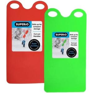 imageSuperio Snow Slider Mat Flexible Snow Sled Flying Carpet Roll up Sleds for Kids 36quot Lightweight Plastic Snowboard Sled2 PackRedGreen