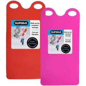 imageSuperio Snow Slider Mat Flexible Snow Sled Flying Carpet Roll up Sleds for Kids and Adults 54quot Lightweight Plastic Snowboard Sled2 PackRedPink