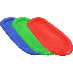 imageSuperio Toboggan Snow Sled for Kids and Adults 36quot and 48quot Heavy Duty Plastic Slider with Handles and Hole for Pull Ropes Kid and Adult Winter Fun 3 PackRed  Blue  Green48