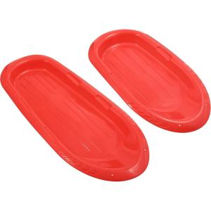 imageSuperio Toboggan Snow Sleds for Kids and Adults 2 Pack Heavy Duty Plastic Sliders with Handles and Hole for Pull Ropes Kid and Adult Winter FunRed 3648