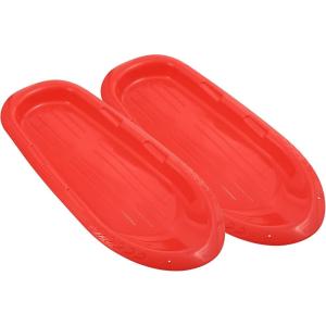imageSuperio Toboggan Snow Sleds for Kids and Adults 2 Pack Heavy Duty Plastic Sliders with Handles and Hole for Pull Ropes Kid and Adult Winter FunRed 48