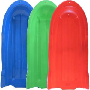 imageSuperio Toboggan Snow Sleds for Kids and Adults Pack of 3 46quot Heavy Duty Plastic Open Back Sliders with Handles and Holes for Pull Ropes Ropes Excluded Kid and Adult Winter FunRed  Blue  Green