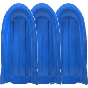 imageSuperio Toboggan Snow Sleds for Kids and Adults Pack of 3 46quot Heavy Duty Plastic Open Back Sliders with Handles and Holes for Pull Ropes Ropes Excluded Kid and Adult Winter FunBlue